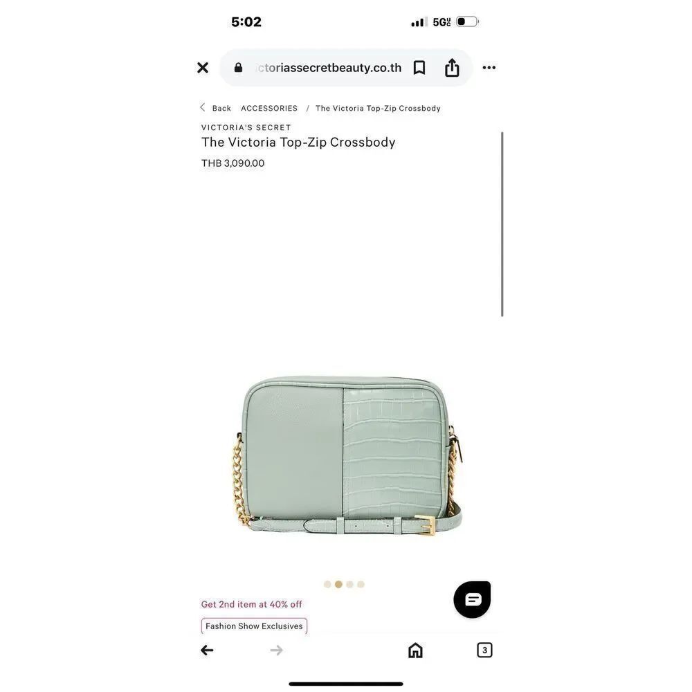Victorias secret VS the Victoria top zip crossbody bag purse pocketbook green - Picture 9 of 10